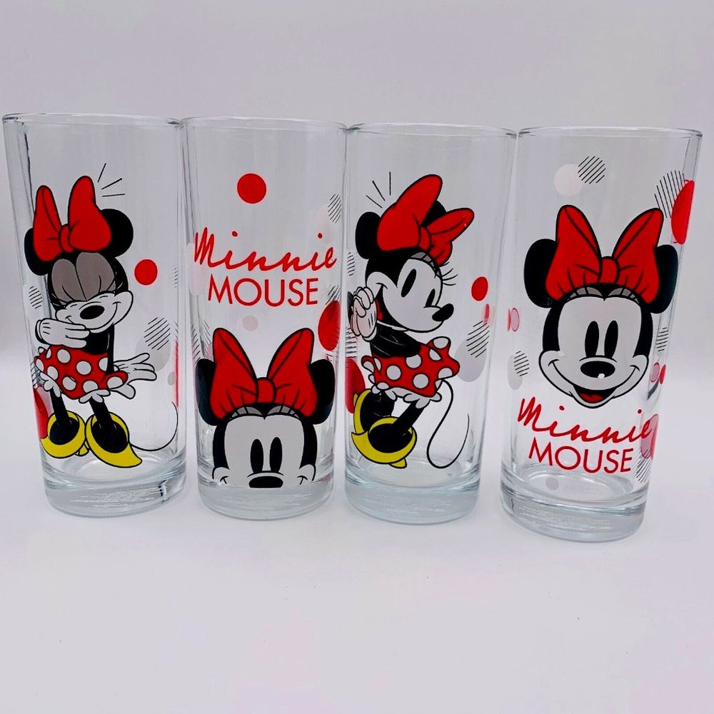 Disney Minnie Mouse Glassware Tumblers (Set of 4 / 10 oz.) Brand New